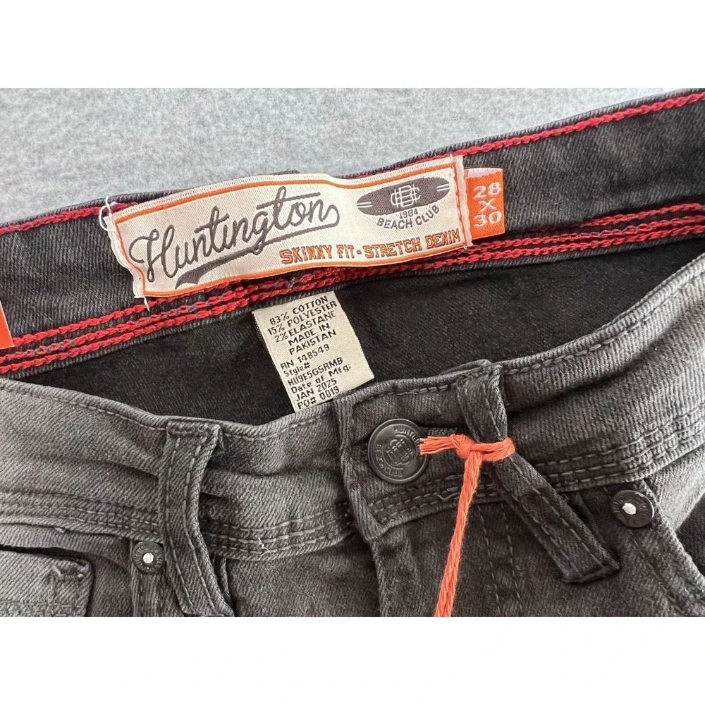 Huntington BC Jeans Mens 28x30 Skinny‎ Fit Stretch Denim Storm Black Surf Team